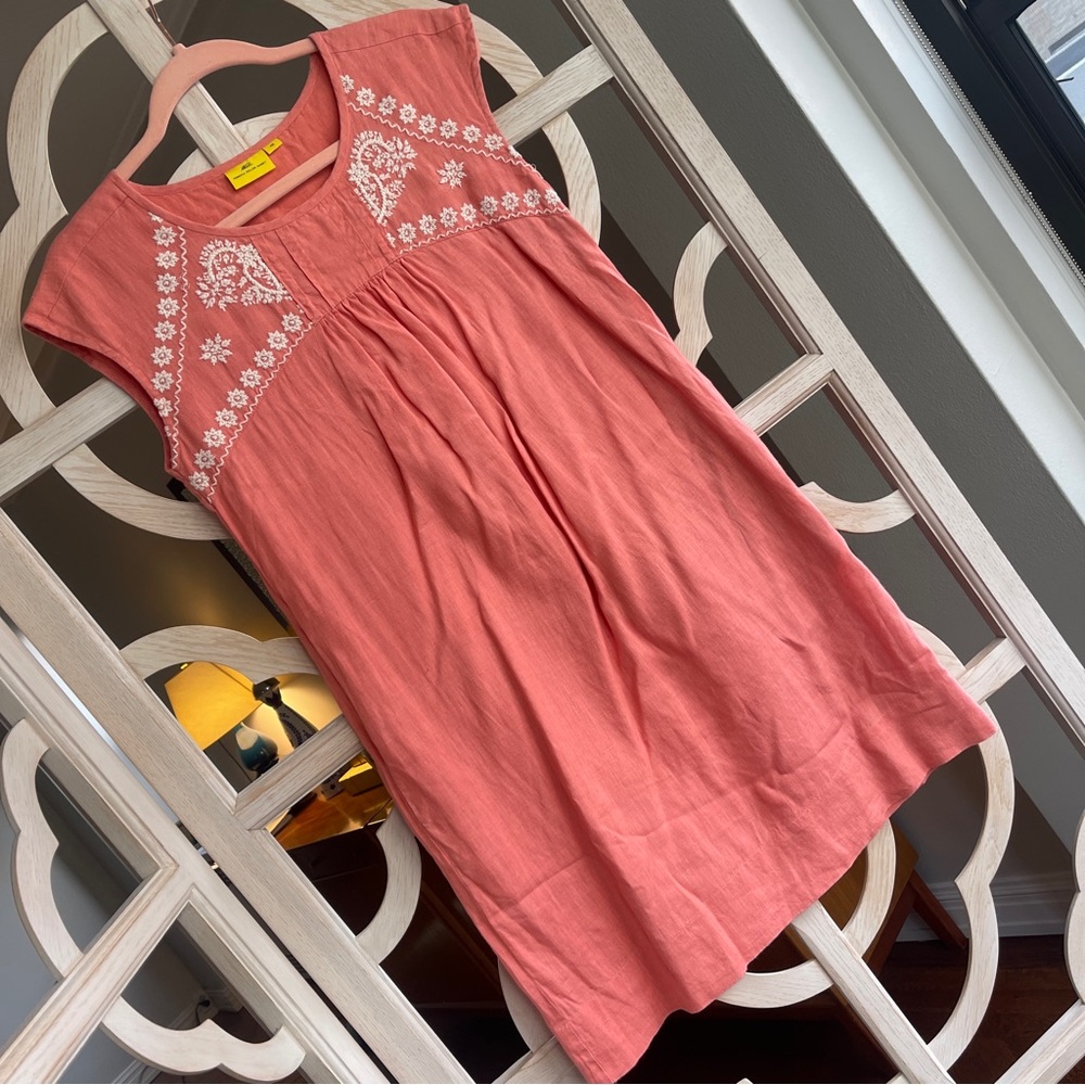 Roller Rabbit Peach Size XS Linen Embroidered Dress
